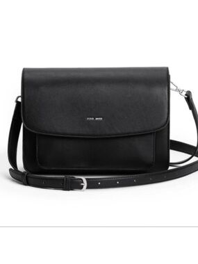 Pixie Mood Black Vegan Leather Flap Crossbody Bag
